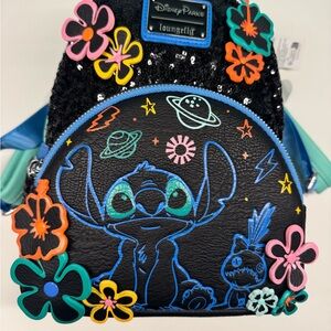 Loungefly Disney Parks Stitch Backpack - Black Sequin and Blue NWT